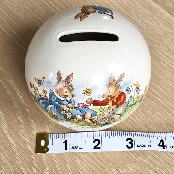 ⭐️Royal Doulton⭐️Bunnykins Coin Piggy bank Made in England Spherical Rabbit Kids - Picture 11 of 11